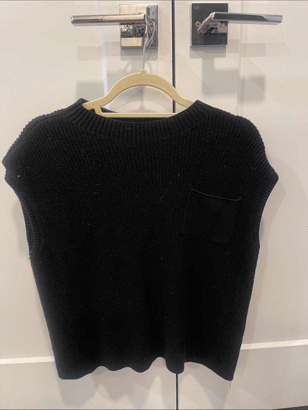 Sleeveless Black Knit Crewneck Sweater Vest